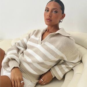 Princess Polly Williamson Stripe Sweater in Beige
